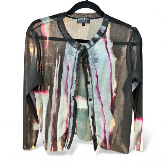 PETIT POIS 2pc Nylon Mesh long dress and matching mesh jacket, size L - Picture 7 of 12